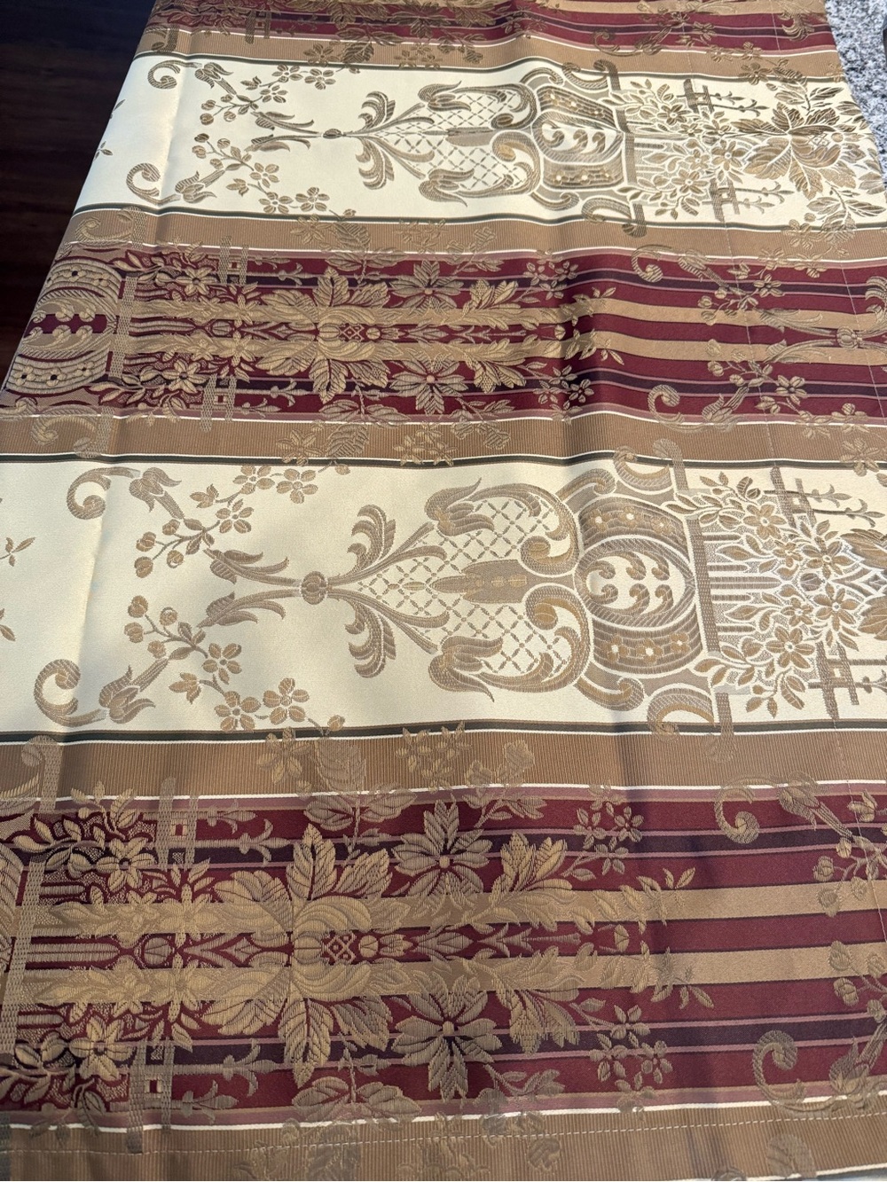 American Living Gold and Burgundy Jacquard decorative drapes